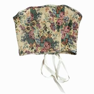 Princess Polly Rigelle Corset Floral Tapestry Bustier Top Lace Up Sz 8 Coquette